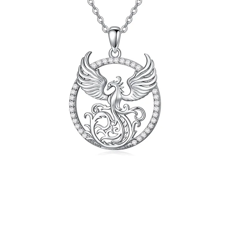 For Self - S925 The Fire Inside Me Burns Brighter Than The Fire Around Me Silver Phoenix Necklace