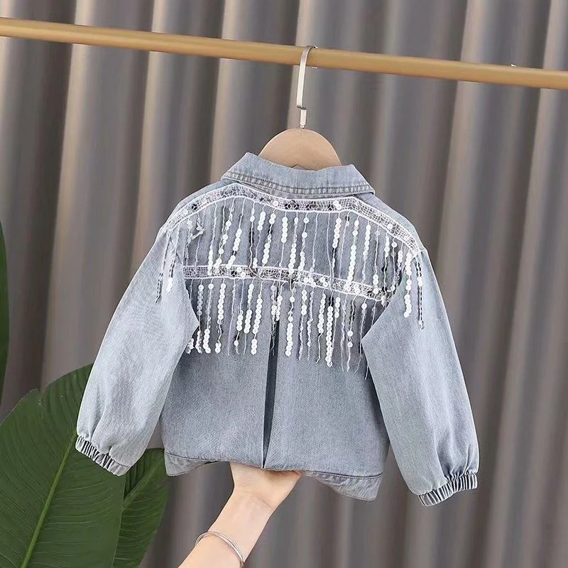 1-3 Year New Children's Denim Spring AutumnJackets Girl flower Jean Jackets Girls Kids Clothing Baby Lace Coat Casual outerwear