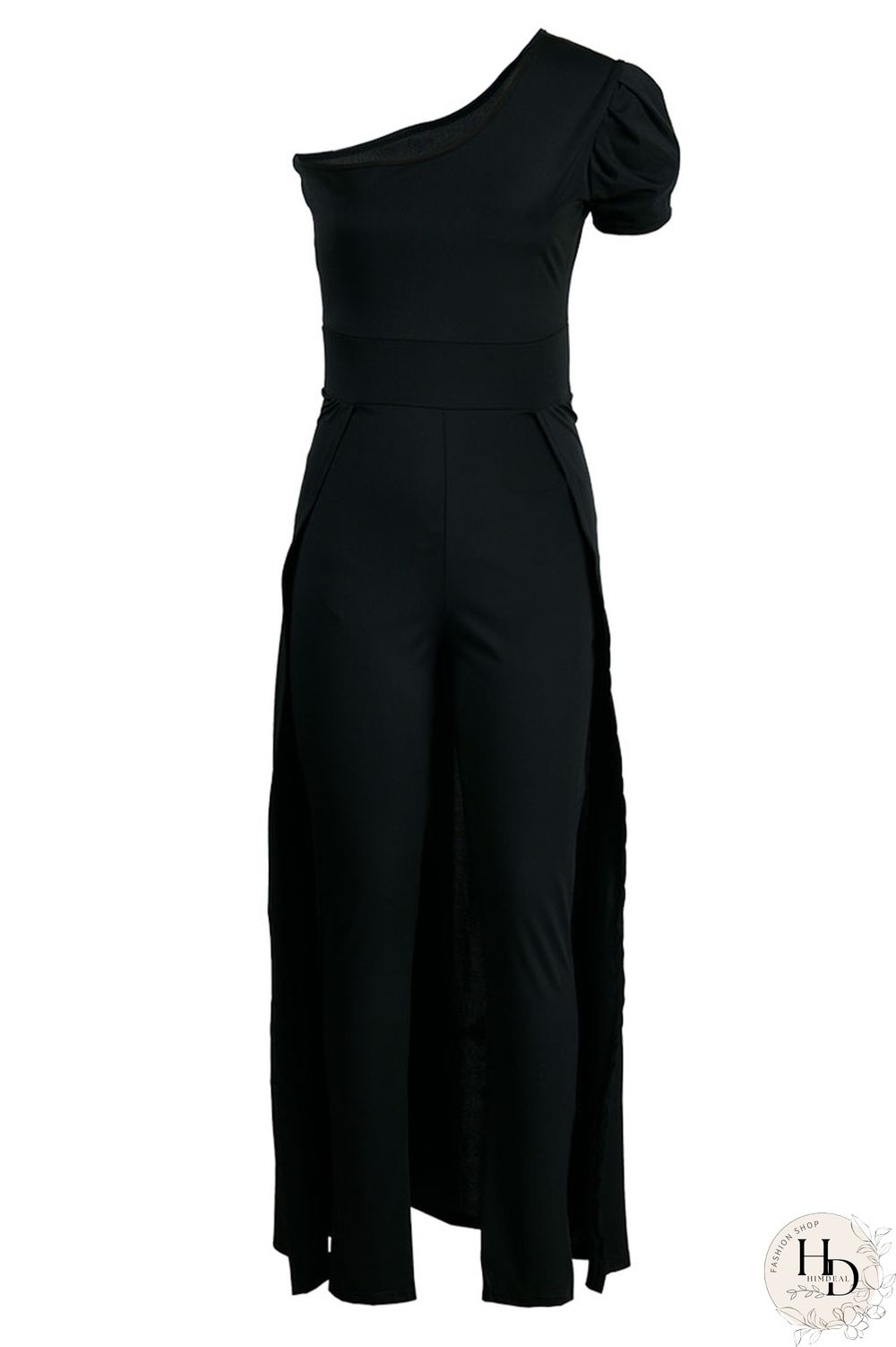 Tangerine Casual Solid Patchwork Asymmetrical Oblique Collar Skinny Jumpsuits