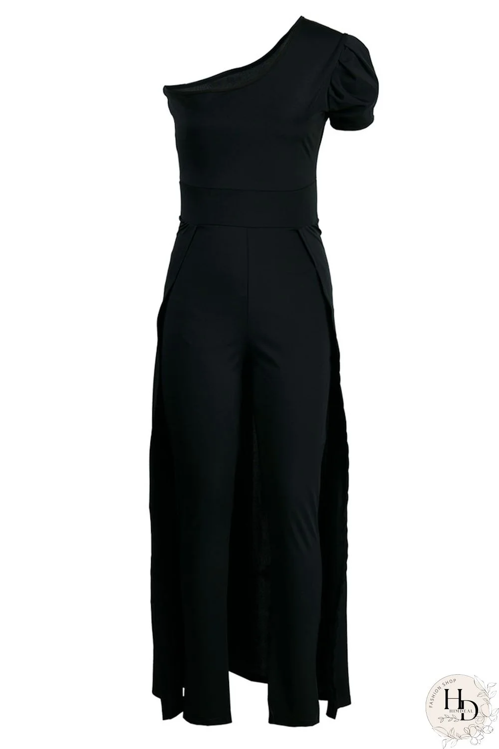 Tangerine Casual Solid Patchwork Asymmetrical Oblique Collar Skinny Jumpsuits