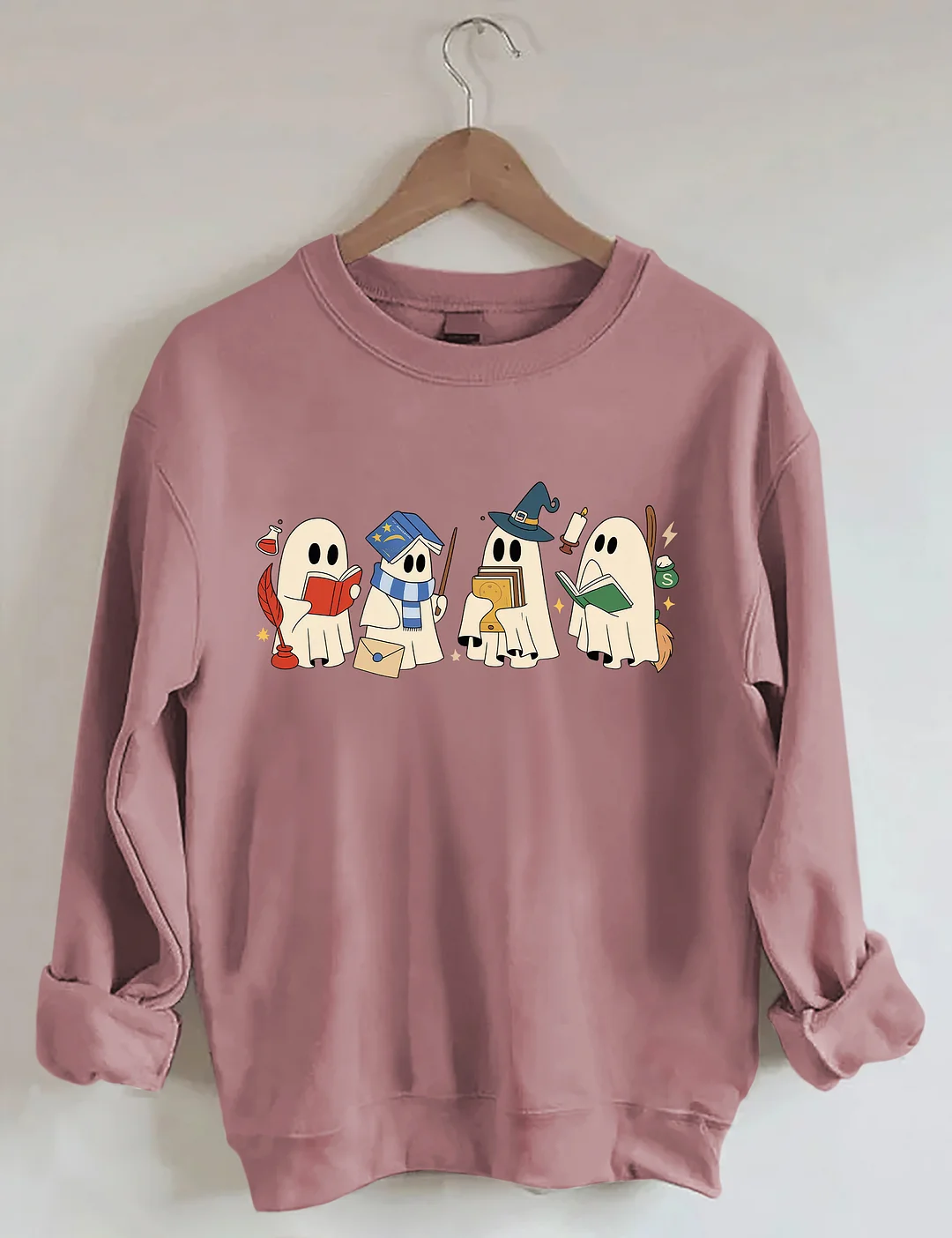 Halloween Ghosts Reading Book Sweatshirt