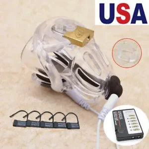 pornhint Pornhint E-stim Shock Chastity Cage Belt Device with Power Supply Bondage Ring SM For Men