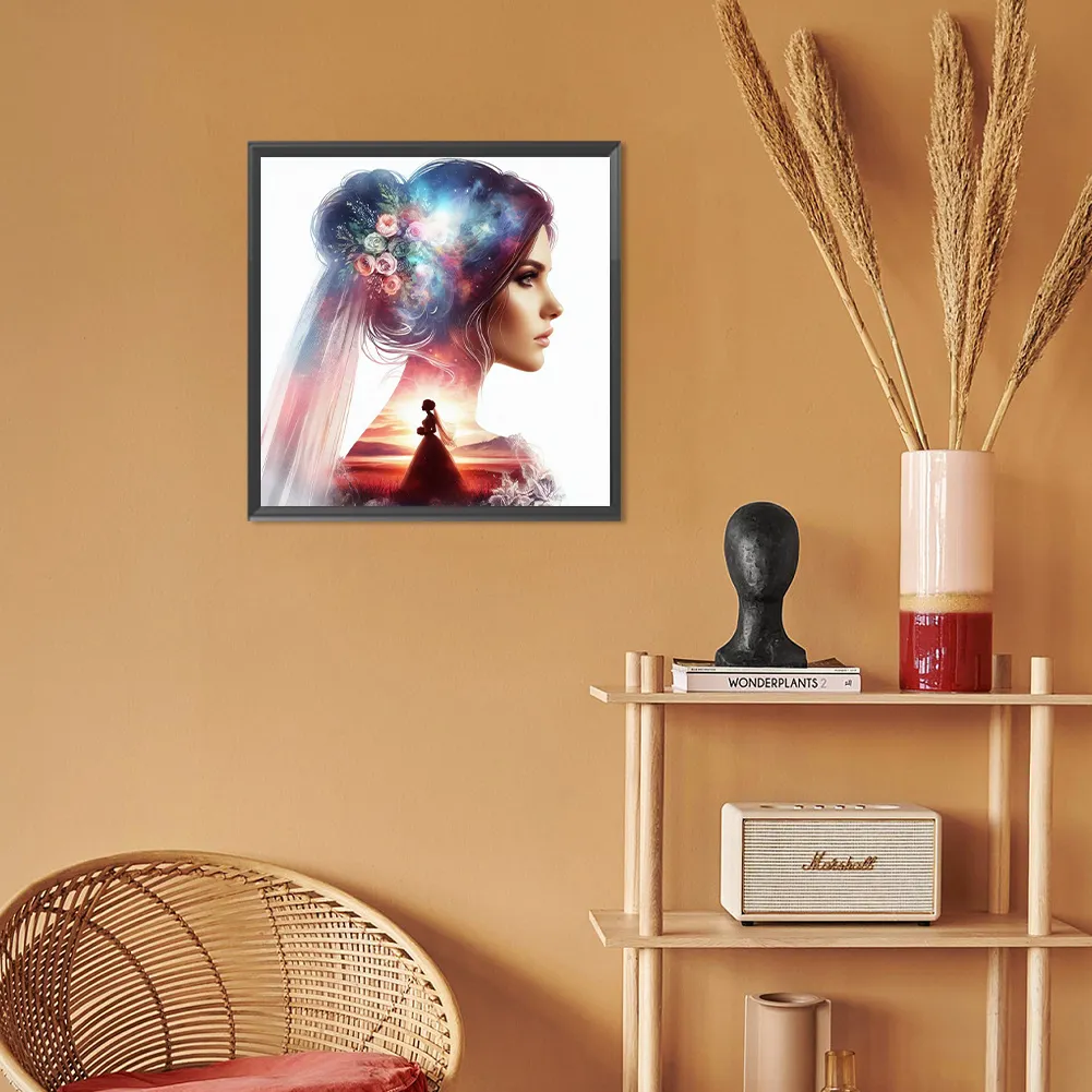 Diamond Painting - Full Round Drill - Romantic Wedding Silhouette(Canvas|30*30cm)
