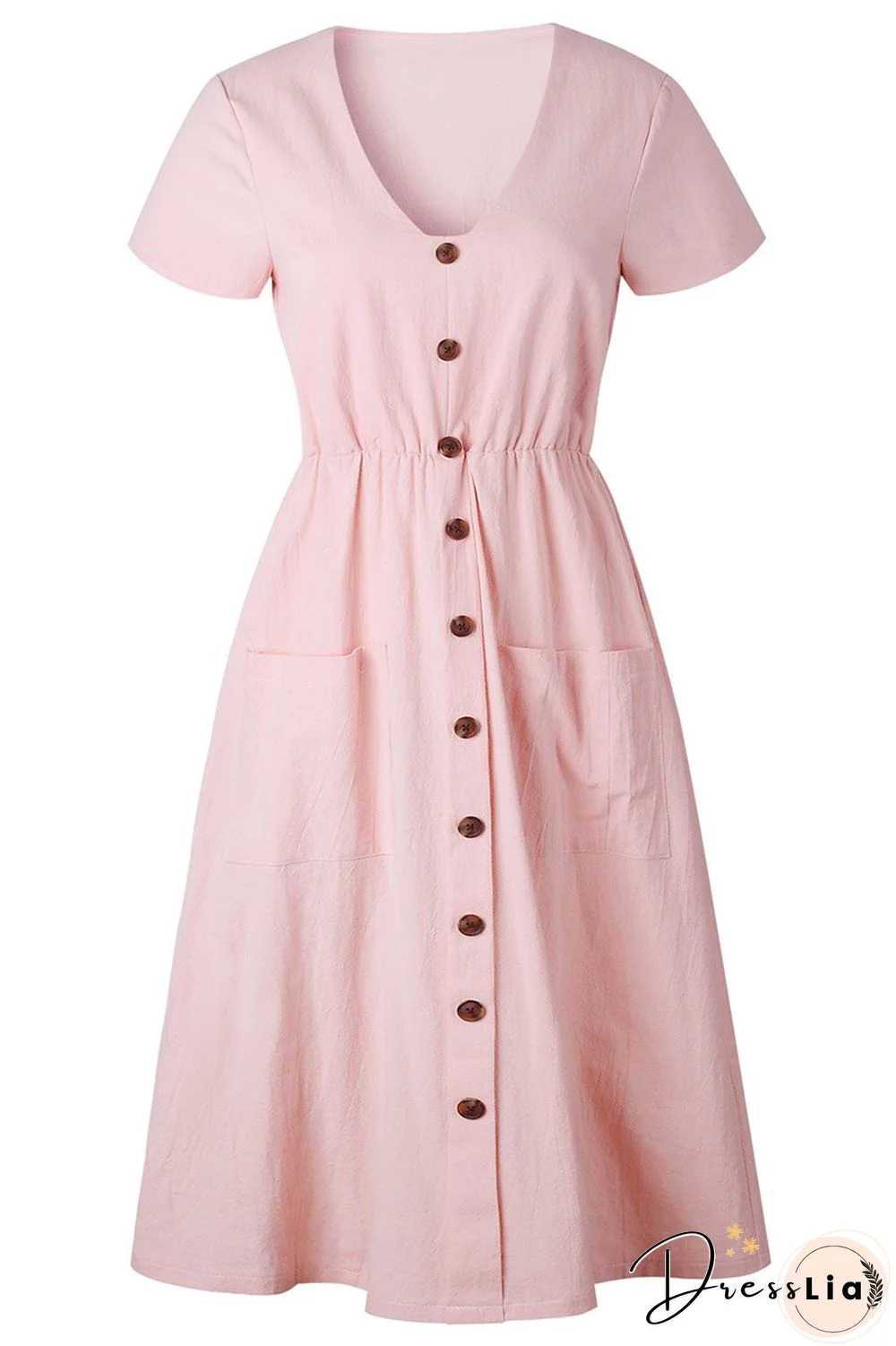 V-neck Pocket Midi Dress(4 Colors)