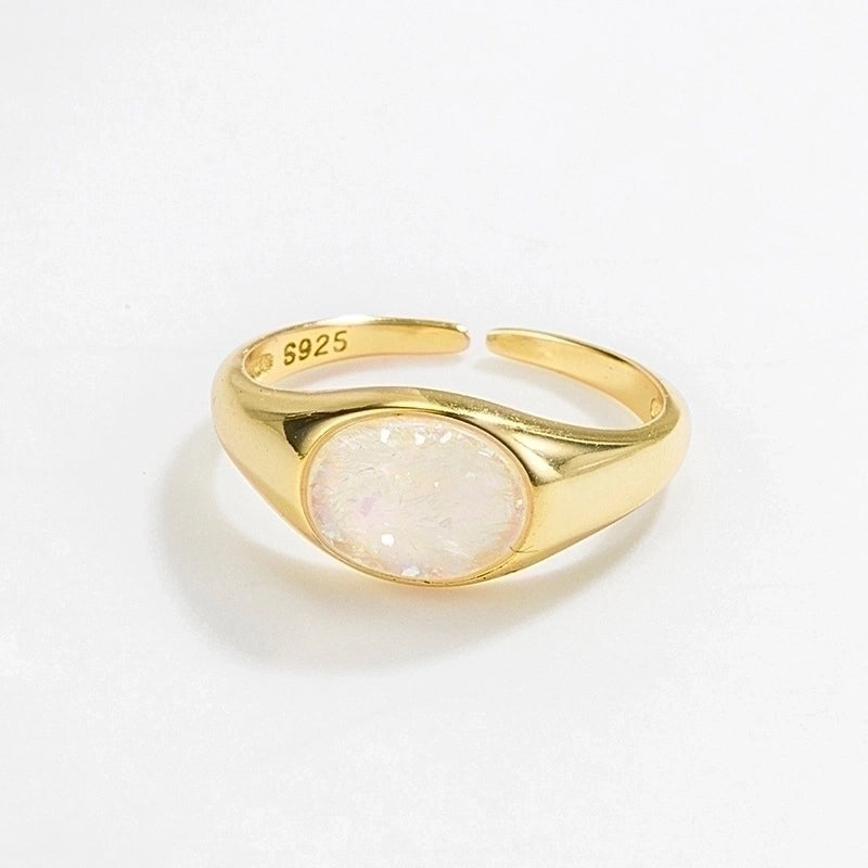 18K Gold Plated Silver Plated 925 Sterling Silver Geometric Wide Band Rings Open Ring Rings