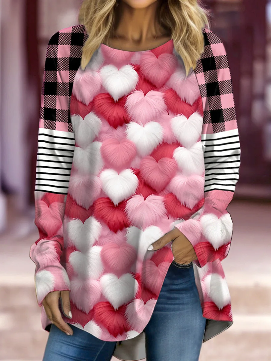 Women's Long Sleeve Scoop Neck Graphic Printed Tops