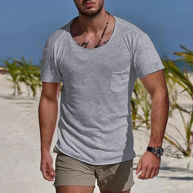 Men's Pocket Crew Neck Short Sleeve T-shirt