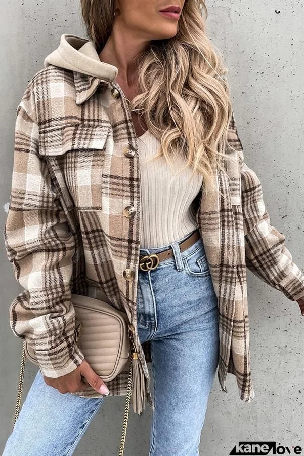 Chic Plaid Hooded Coat