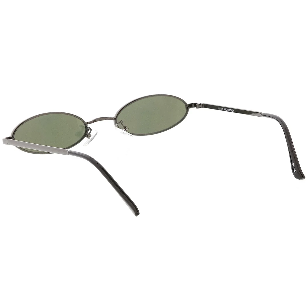 Extreme Small Oval glasses Color Mirrored Flat Lens 51mm