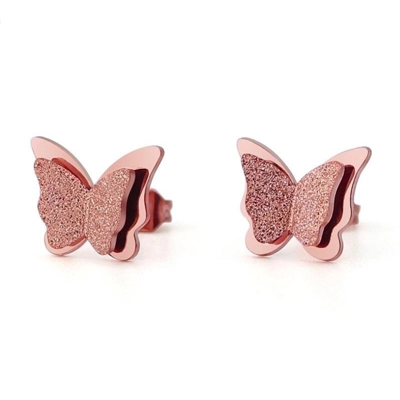 1 Pair Retro Butterfly Plating Hollow Out 304 Stainless Steel 18K Gold Plated Ear Studs