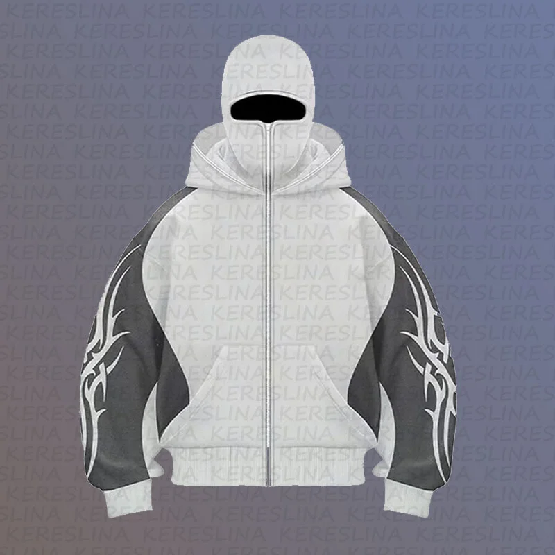 Athvotar Athvotar Street Color Double Hat Design Letter Hooded Cardigan Autumn And Winter Loose Y2K Sweater Set