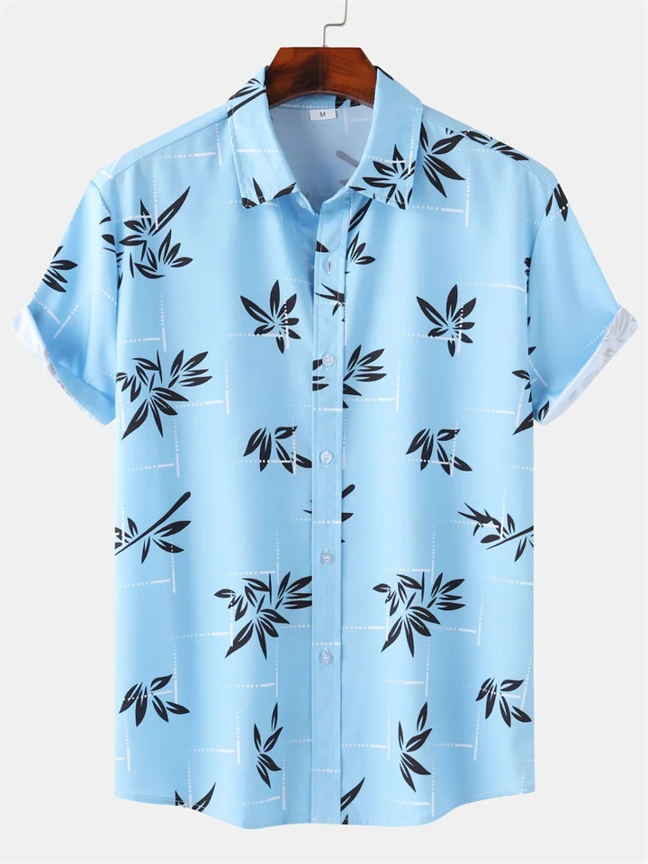 New Men's Hawaiian Style Beach Print Men's Short Sleeve Shirt-JRSEE