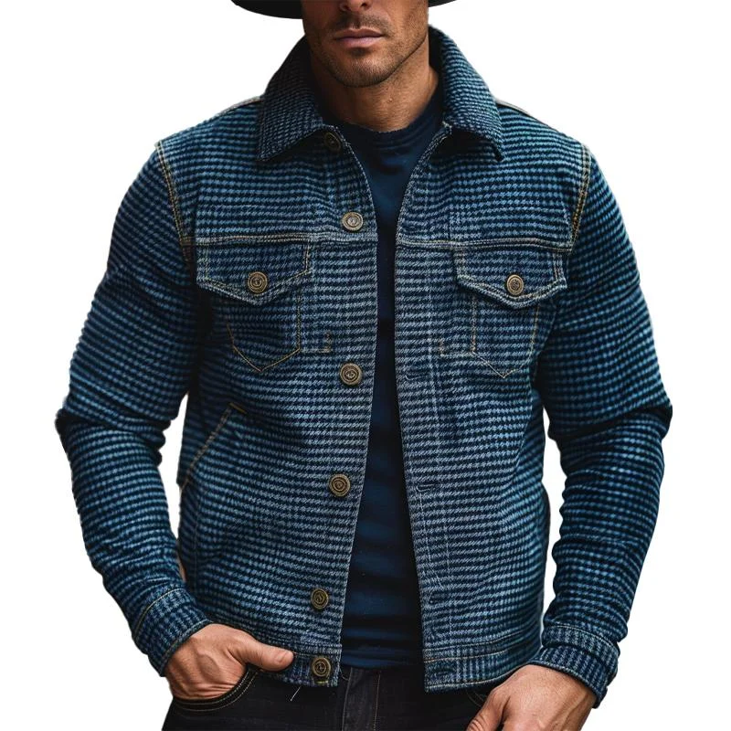 Men's Vintage Solid Jacquard Lapel Jacket