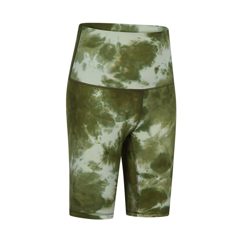 Ink green shop high waist bum lifting tie dye brushed nylon running sports shorts at a great price on Hergymclothing