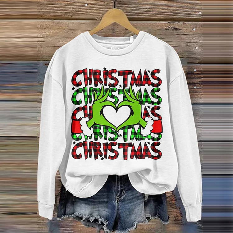 Comstylish Christmas Letter Print Casual Pullover Sweatshirt