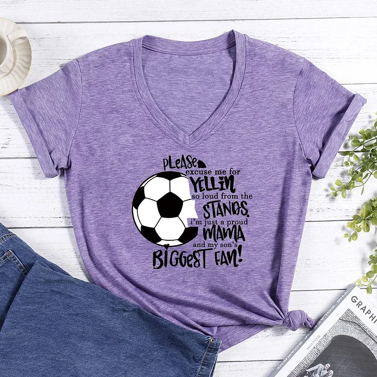Soccer V-neck T Shirt-Annaletters