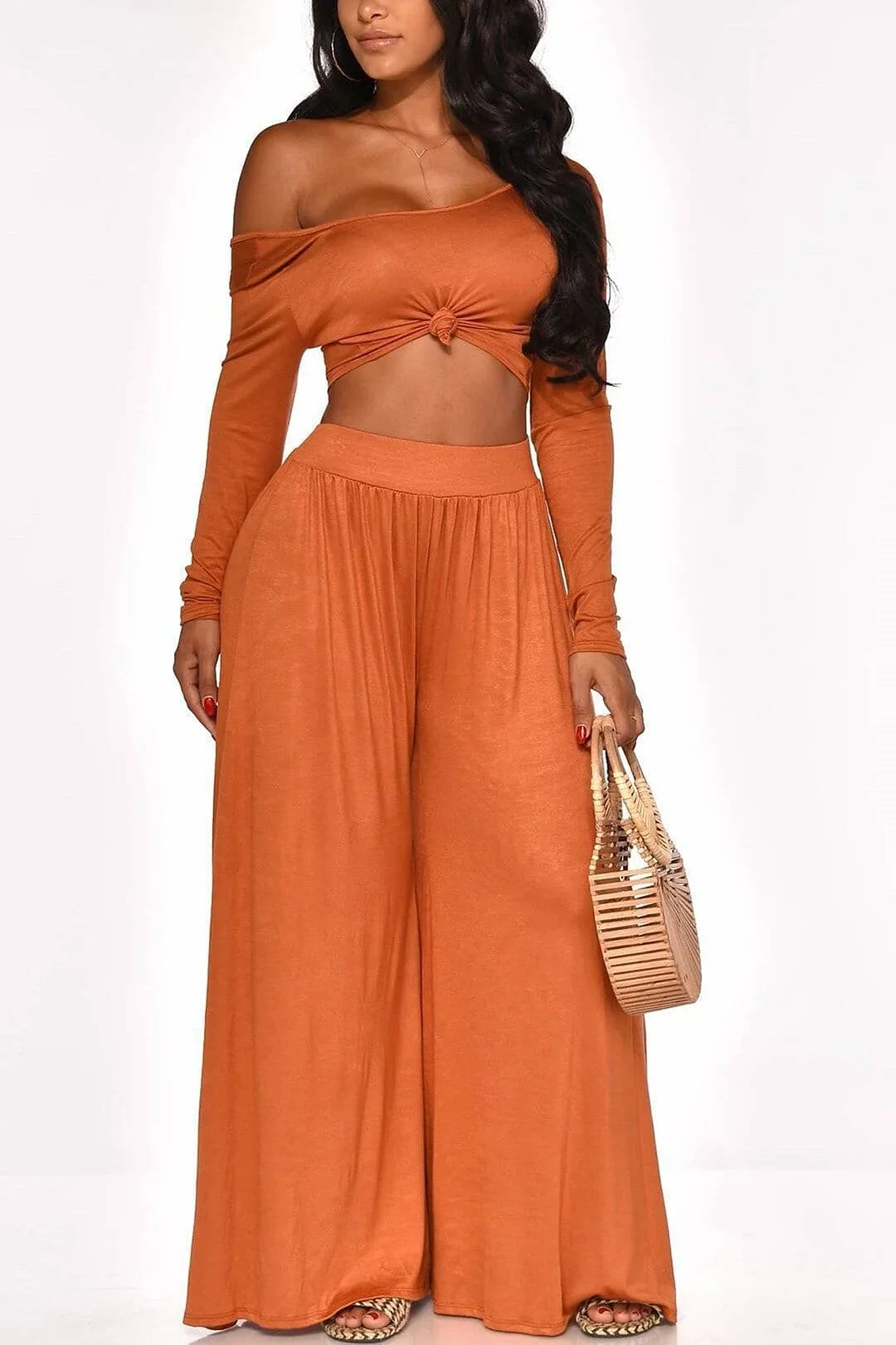 Sexy Off-The-Shoulder Long Sleeve Pants Set