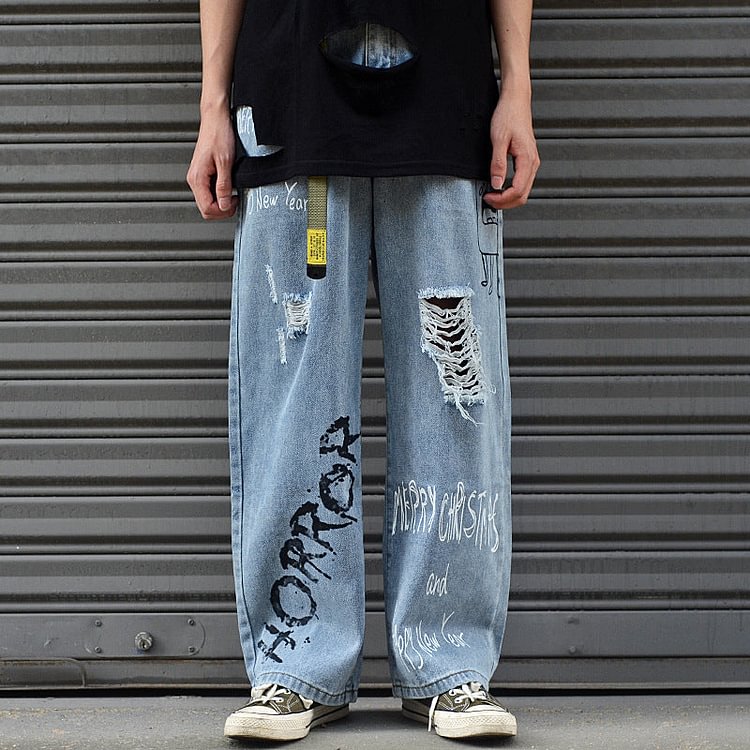 Jeans Vintage plus Size Retro Sports Trousers Casual Light Color Trousers Men Jeans