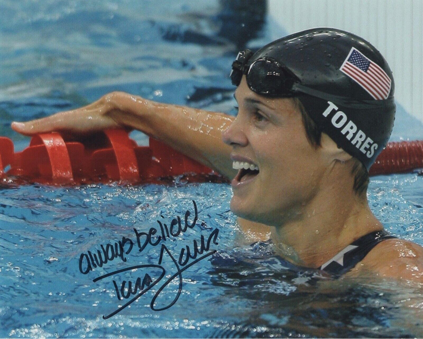 DARA TORRES SIGNED AUTOGRAPH OLYMPICS SWIMMING GOLD 8X10 Photo Poster painting #3