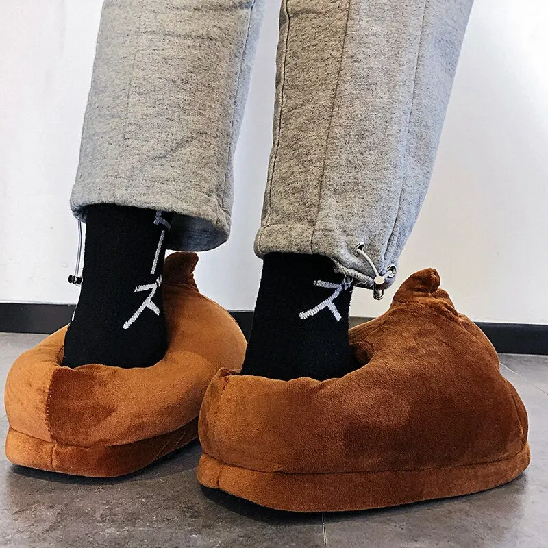 Big Poo Home Cotton Slippers Male Winter Cute Funny Creative Expression Package With Cartoon Couple Female Cotton-Padded Shoes