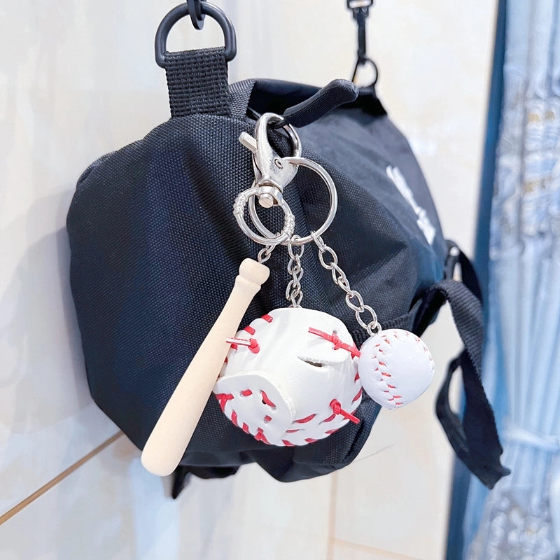 Fashion Baseball Pu Leather Unisex Bag Pendant Keychain