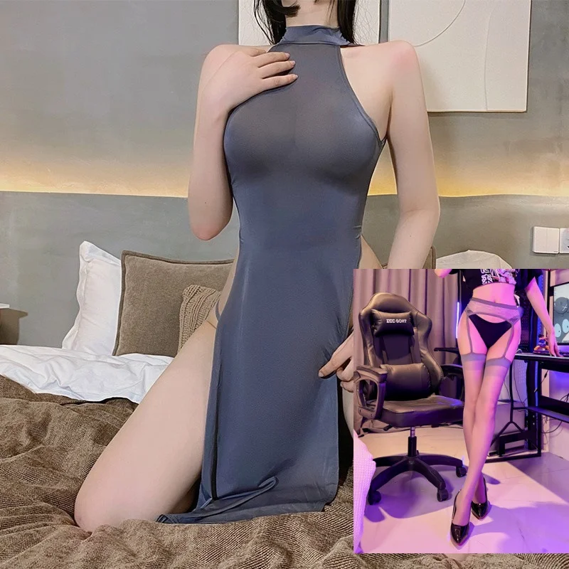 Uveng Night Swear Ti Ti's Tidi Tani Lingerie Pure Lingerie Passion Side High Open Fork Dress Uniform Seduction Ice Cheongsam