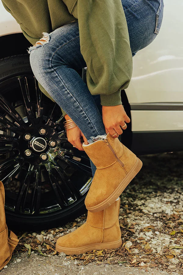 The Cassie Faux Suede Boot In Tan