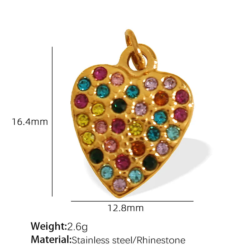 1 Piece 14.2*9.3mm 304 Stainless Steel Artificial Rhinestones 18K Gold Plated Moon Heart Shape Horseshoe Pendant Jewelry Accessories
