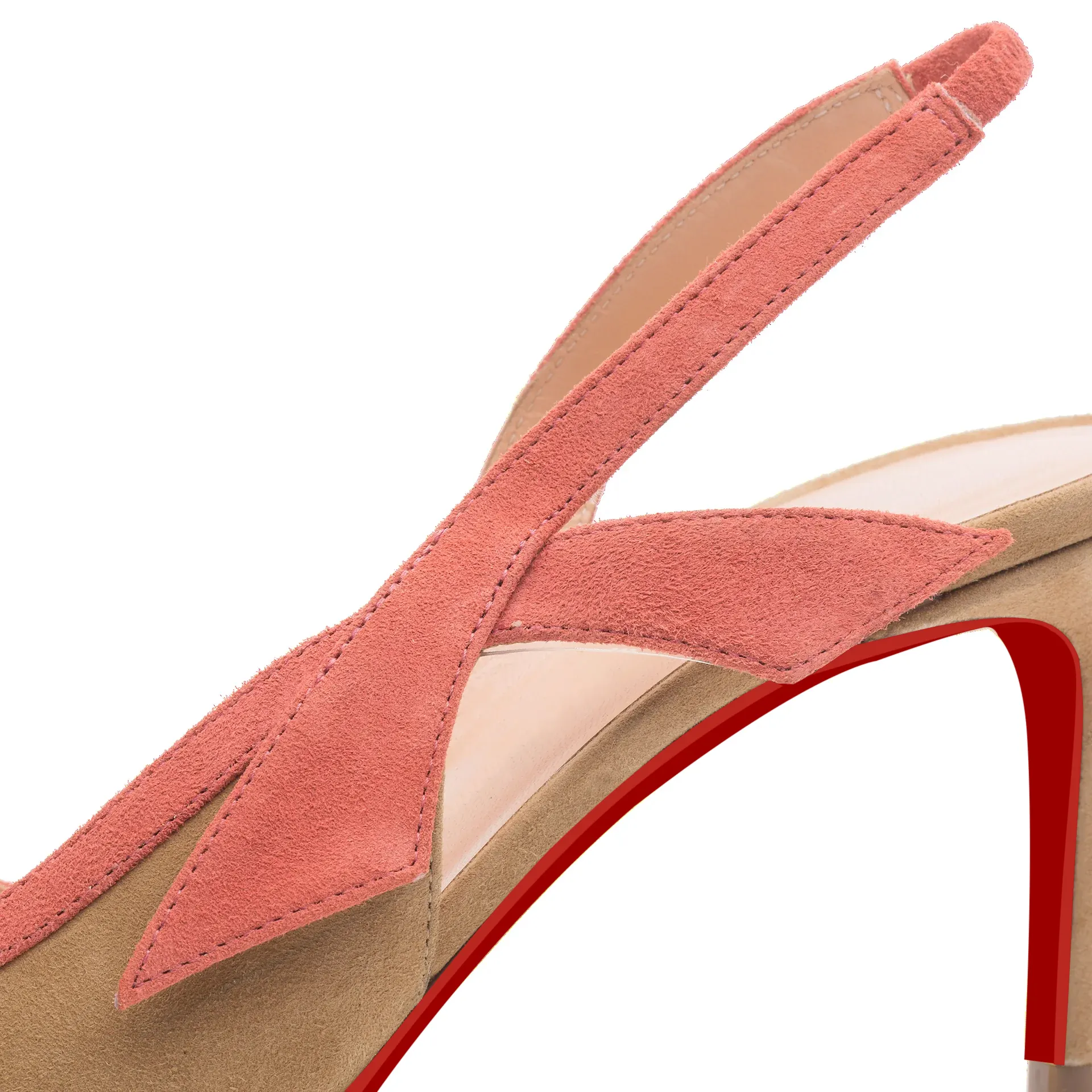 65mm Women's Pointed Toe Stitching Color Kitten Stillettos Slingback Red Bottoms Pumps Sandals-vocosishoes
