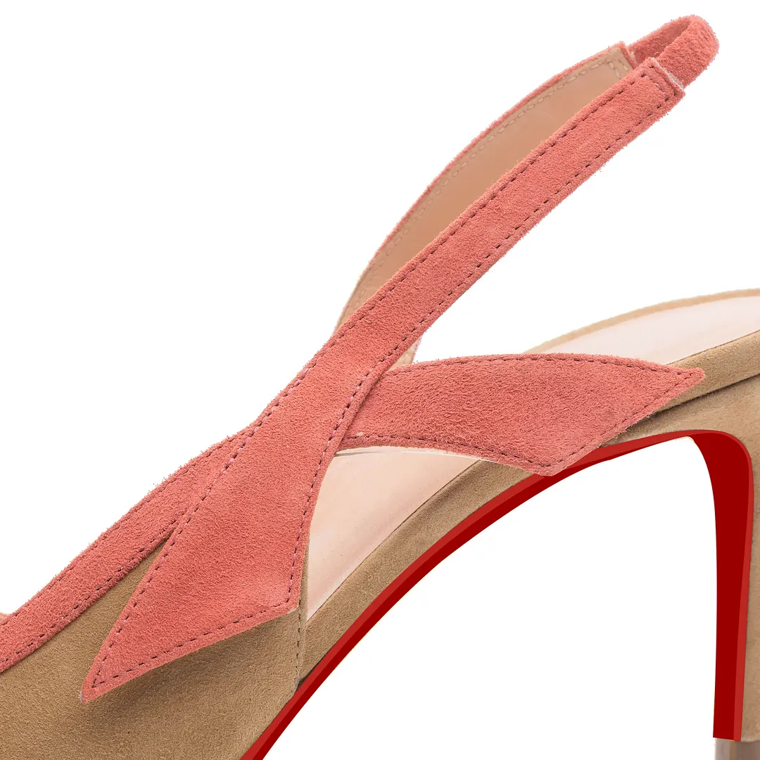 65mm Women's Pointed Toe Stitching Color Kitten Stillettos Slingback Red Bottoms Pumps Sandals-vocosishoes