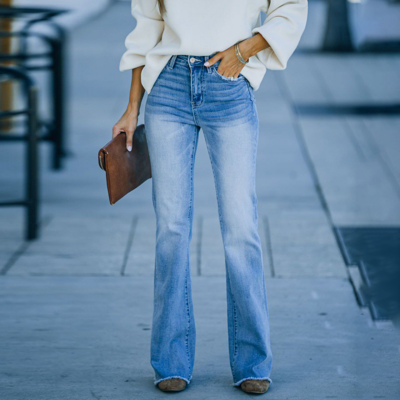 Fashion Solid Color High Waist Denim Jeans wearshes