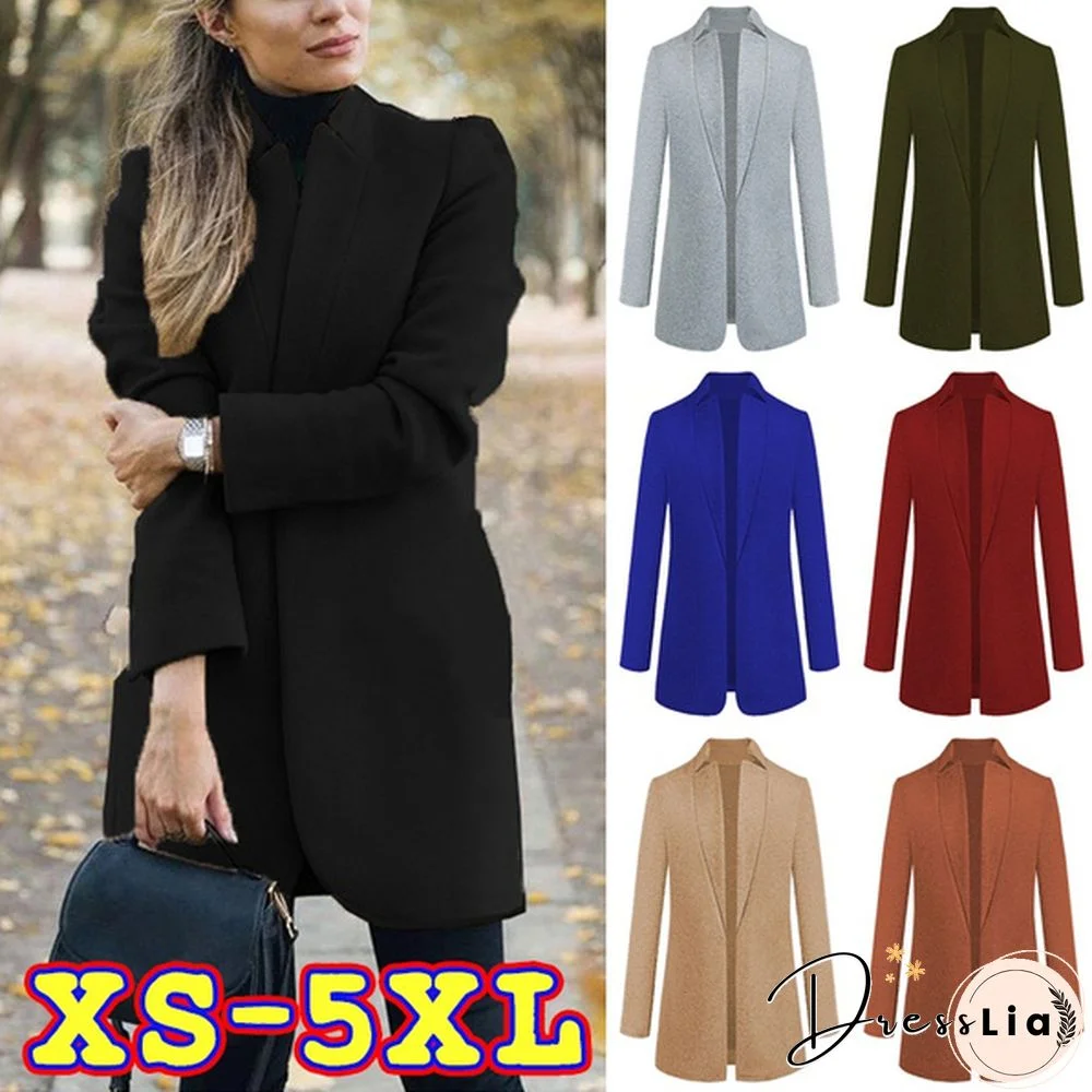 Fashion Women Autumn Winter Long Sleeve Coat Loose Warm Lightweight Jackets Casual Solid Color Parka Cardigans