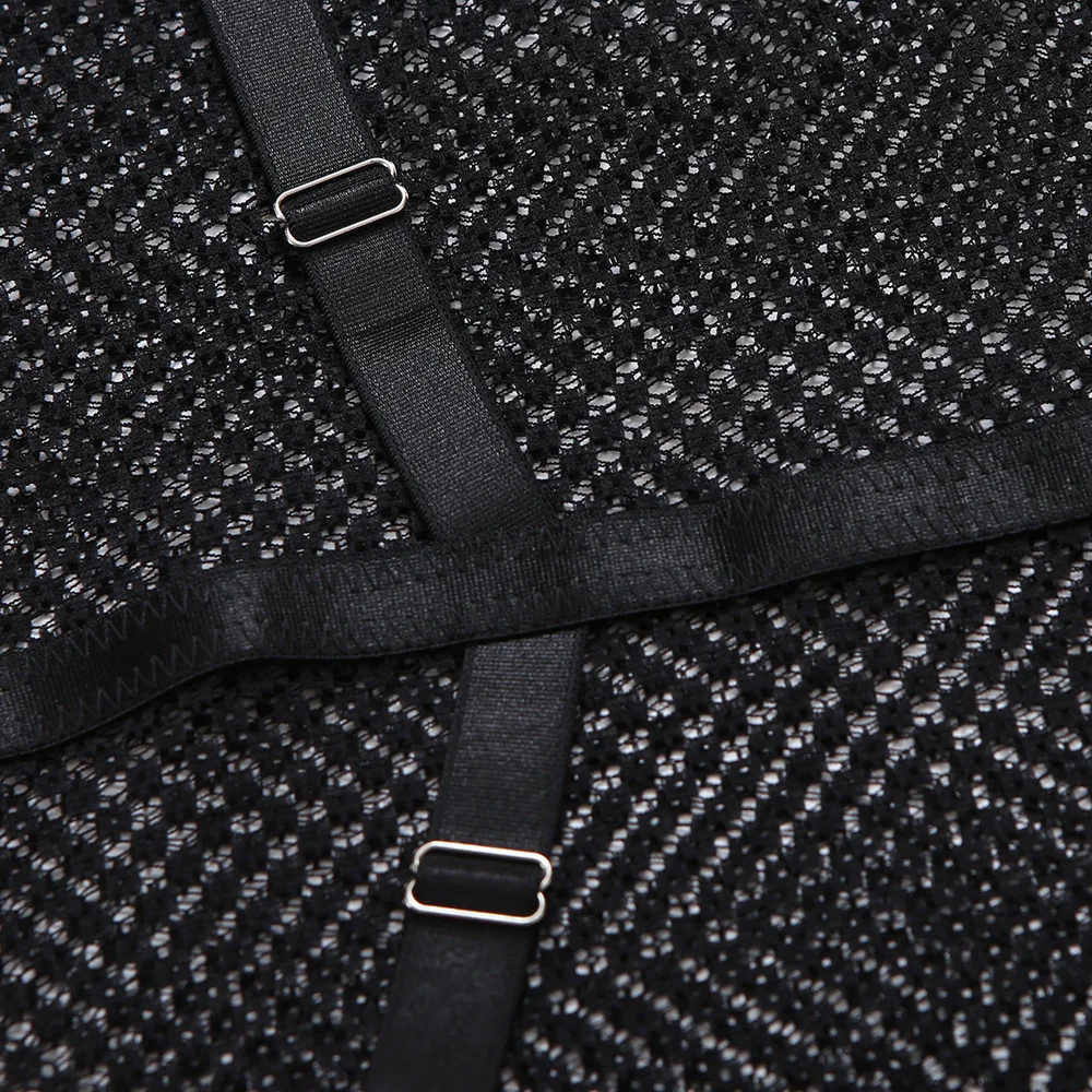 Billionm Lace Bodysuit Women Mesh Fishnet Intimate Sexy Halter Black Underwear Hollow Out Transparent Body Suits Crotchless Lingerie