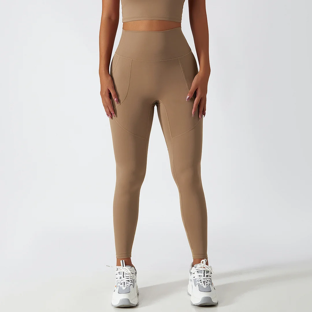 Eco Friendly solid color stitching buttocks Legging