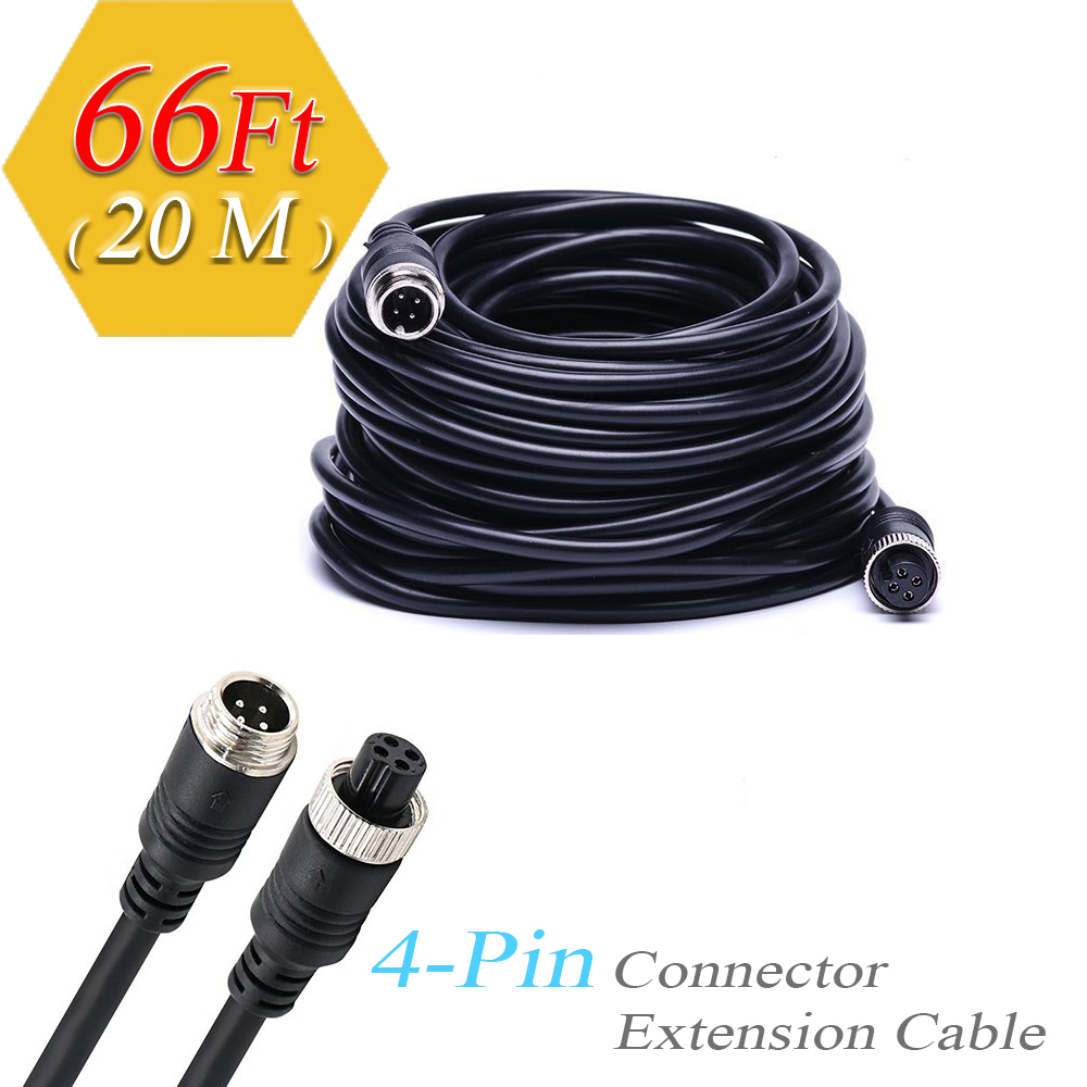 VECLESUS 66FT 20M 4-PIN Extension Cord for Wired Rear View Camera System Cable   GING