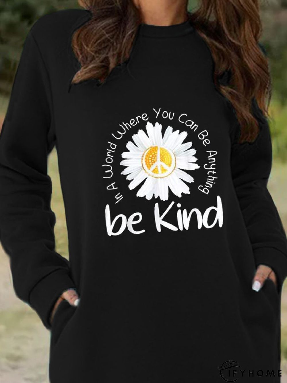 Casual Floral Long Sleeve Knitting Dress | IFYHOME