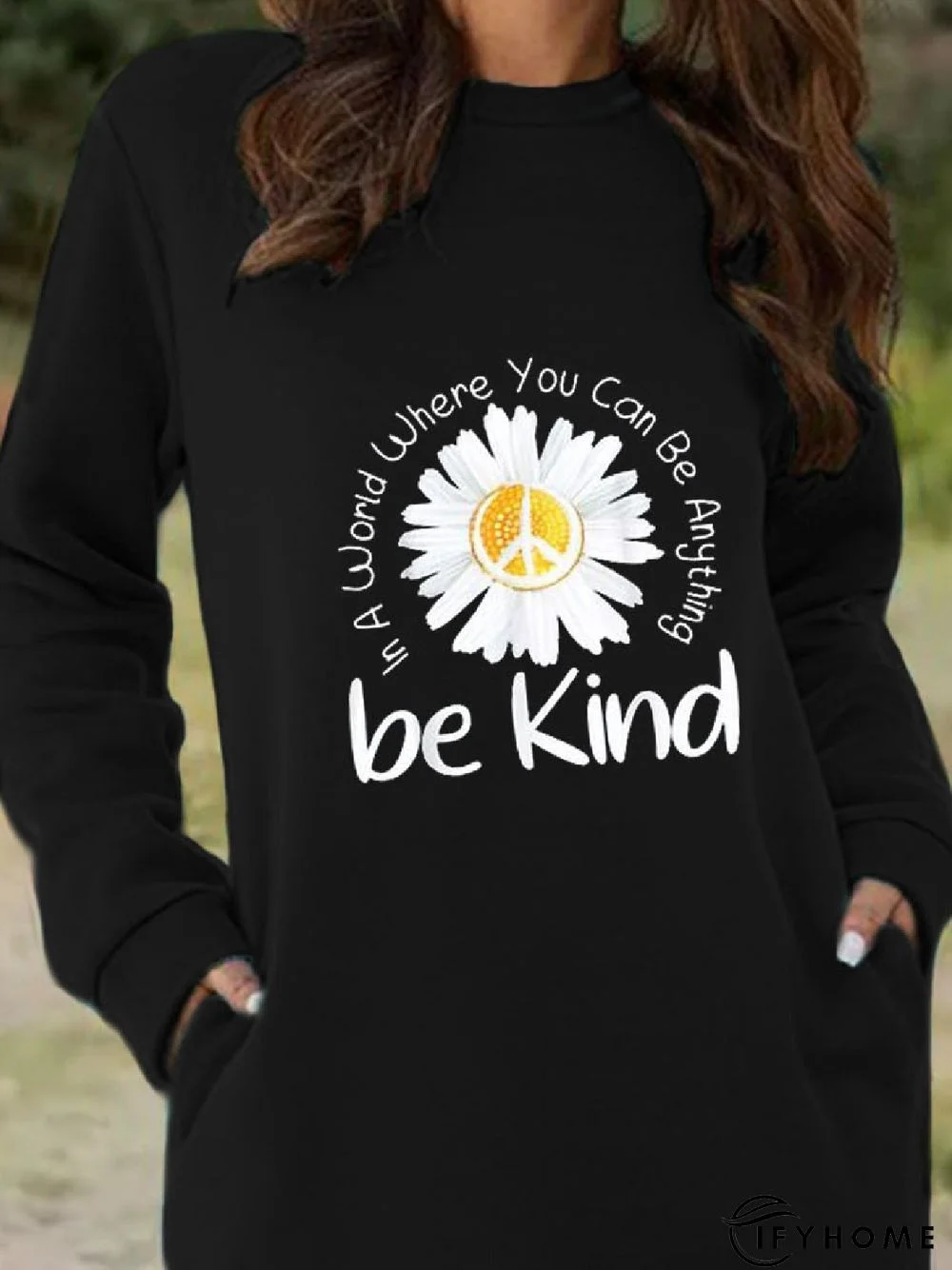 Casual Floral Long Sleeve Knitting Dress | IFYHOME