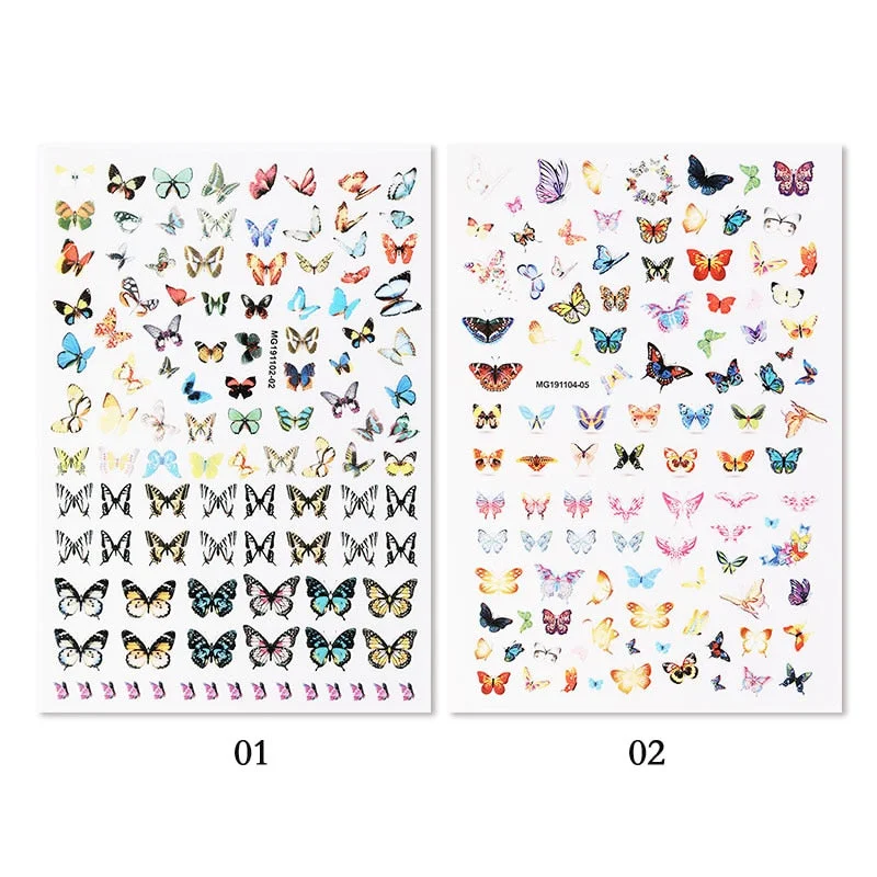 1 Sheet Nail Art 3D Nail Sticker Butterfly Colorful Nail Decals Fairy Tales Nail Transfer Decals Nail Decorations DIY Design