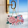 (US Only)6Pcs DIY Flower Special Shape 5D Diamond Art Keychain for Birthday Gift