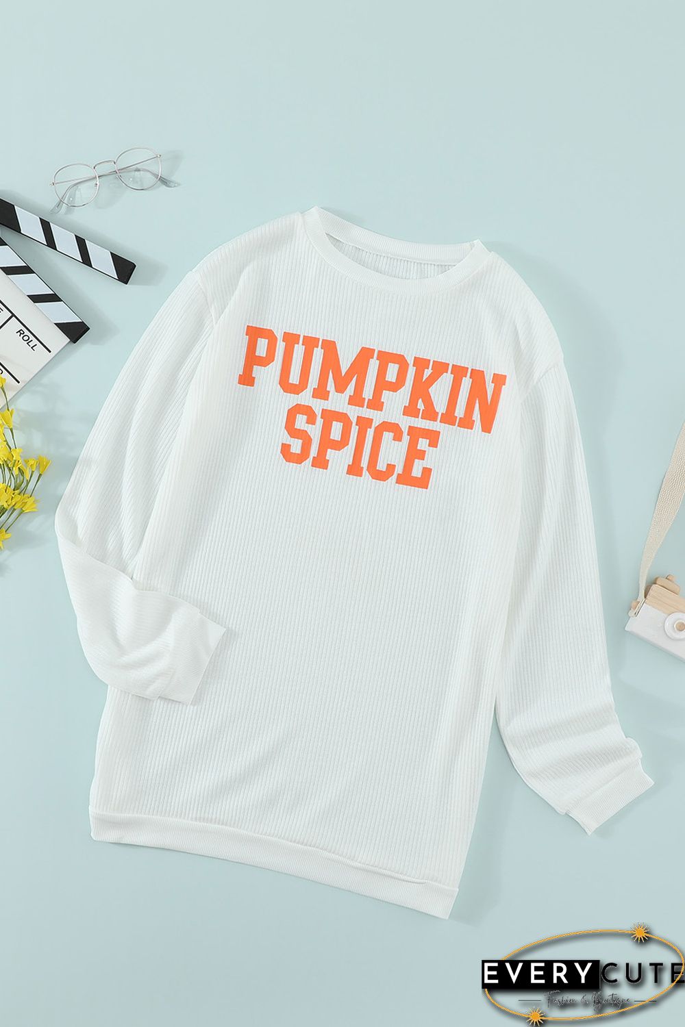PUMPKIN SPICE Graphic Pullover Knit Top