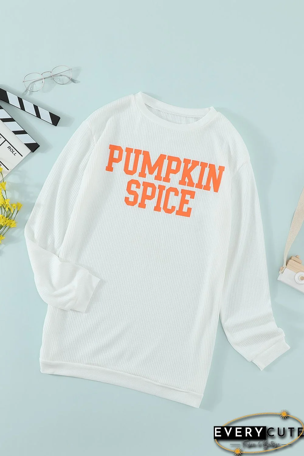 PUMPKIN SPICE Graphic Pullover Knit Top