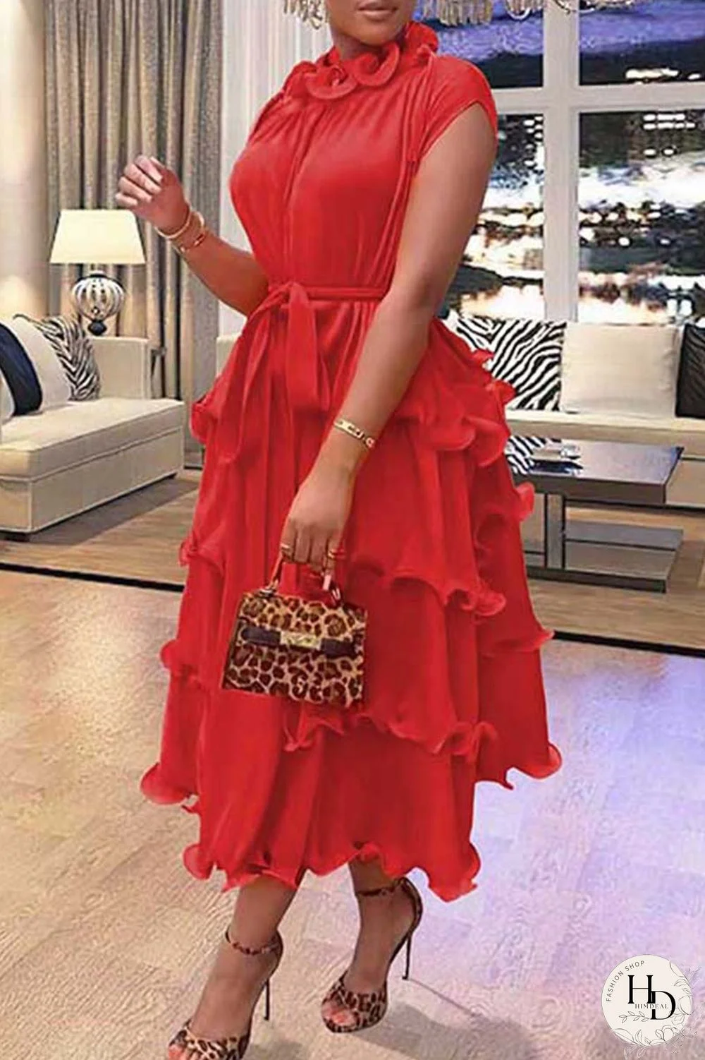 Earth Yellow Casual Solid Patchwork O Neck Short Sleeve Dress Dresses