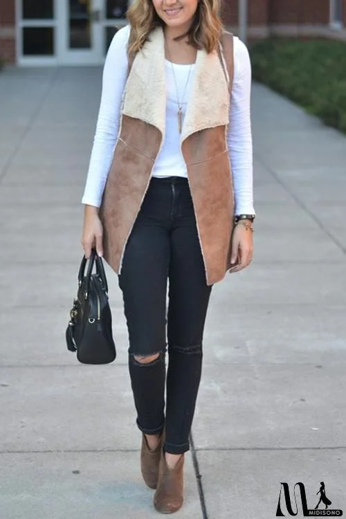 MidiSono - Lapel Faux Fur Vest