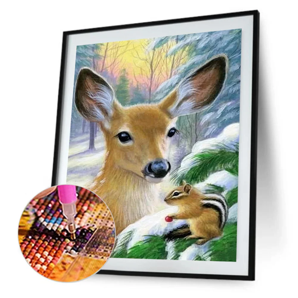 Diamond Painting - Full Round Drill - Deer and Squirrels
