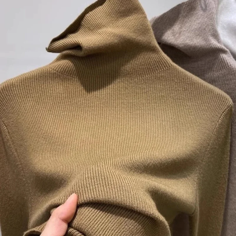 Uveng Uveng Soft-Sleeved Turtleneck Sweater Female Jacket In The 2024 Autumn And Winter Pile Collar Knitted Bottom Shirt Top