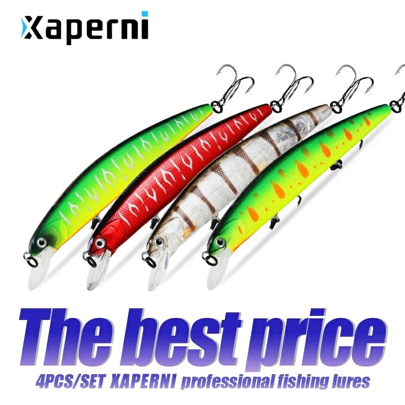 Xaperni Hot sales 4pcs/set 110mm 17g dive 1.5m Top Fishing Lures quality hard Baits Fishing Tackles professional Action Wobbler