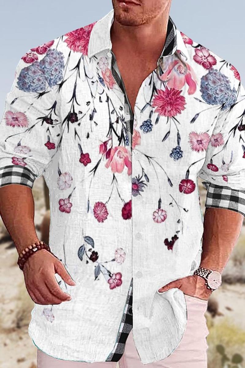 Uniqshe Men's Cotton&Linen Long-Sleeved Fashion Casual Shirt