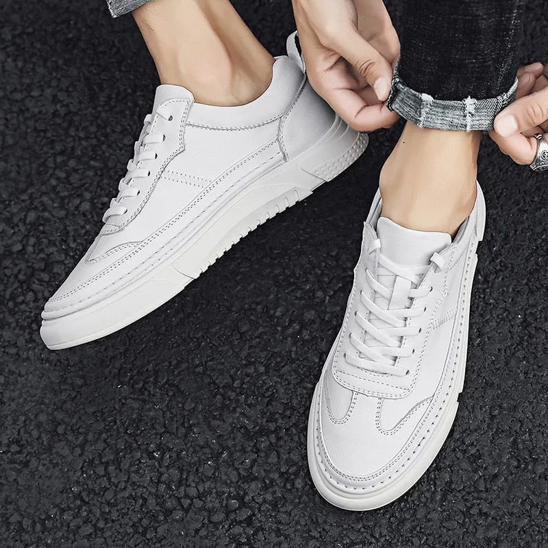 men shoes Luxury genuine Leather Mens Sneakers Denim Lace Up Mens Casual Shoes Outdoor Shoes Male Handmade Leisure Shoes For Man