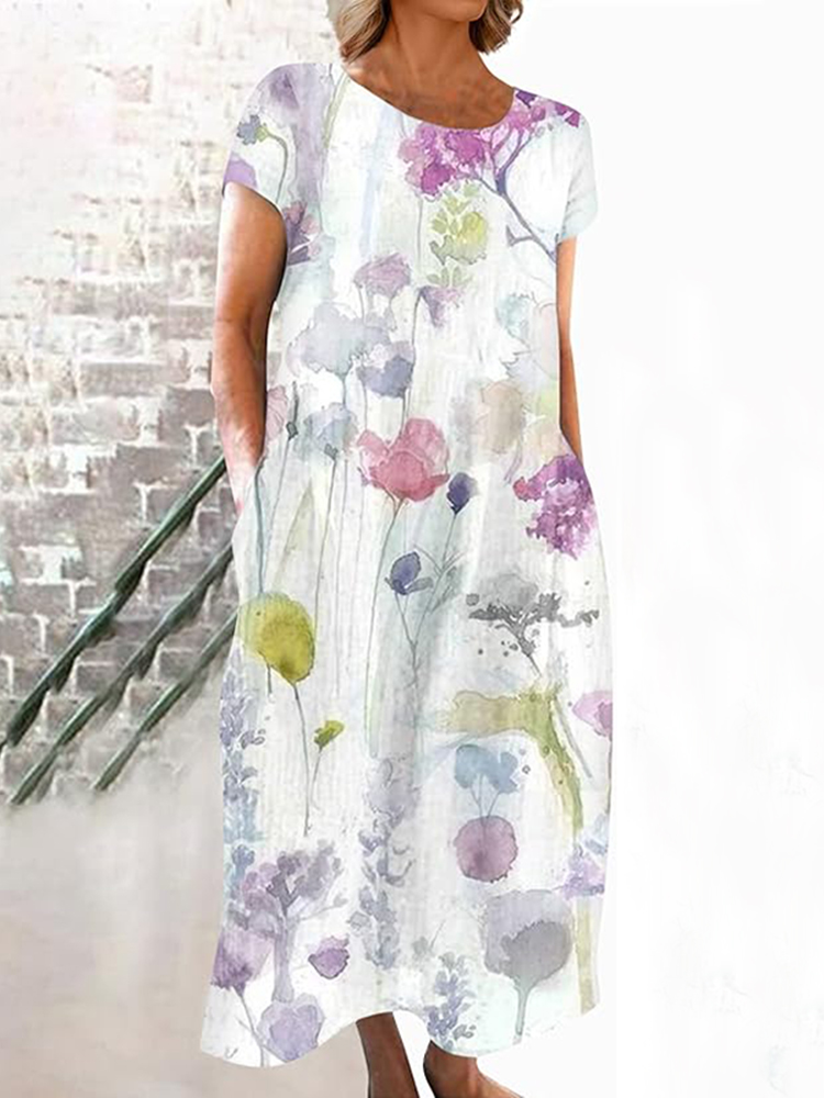 Comstylish Blossom Japanese Flowy Midi Dress