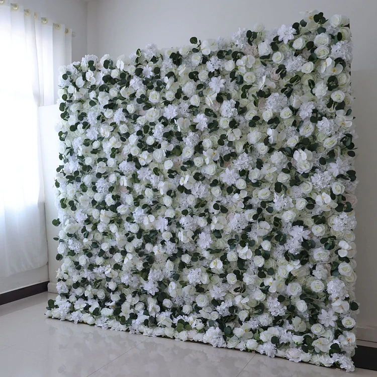 Roll Up Fabric Artificial Flower Wall Wedding Backdrop, Floral Party Decor, Event Photography-VF-379